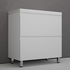 Style Line Тумба с белой раковиной Манхэттен 80 Plus эмаль белая матовая – фотография-3